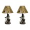 SET OF 2 Pirate Skeleton W/ Treasure Table Lamps W/ Shades 21 inches tall